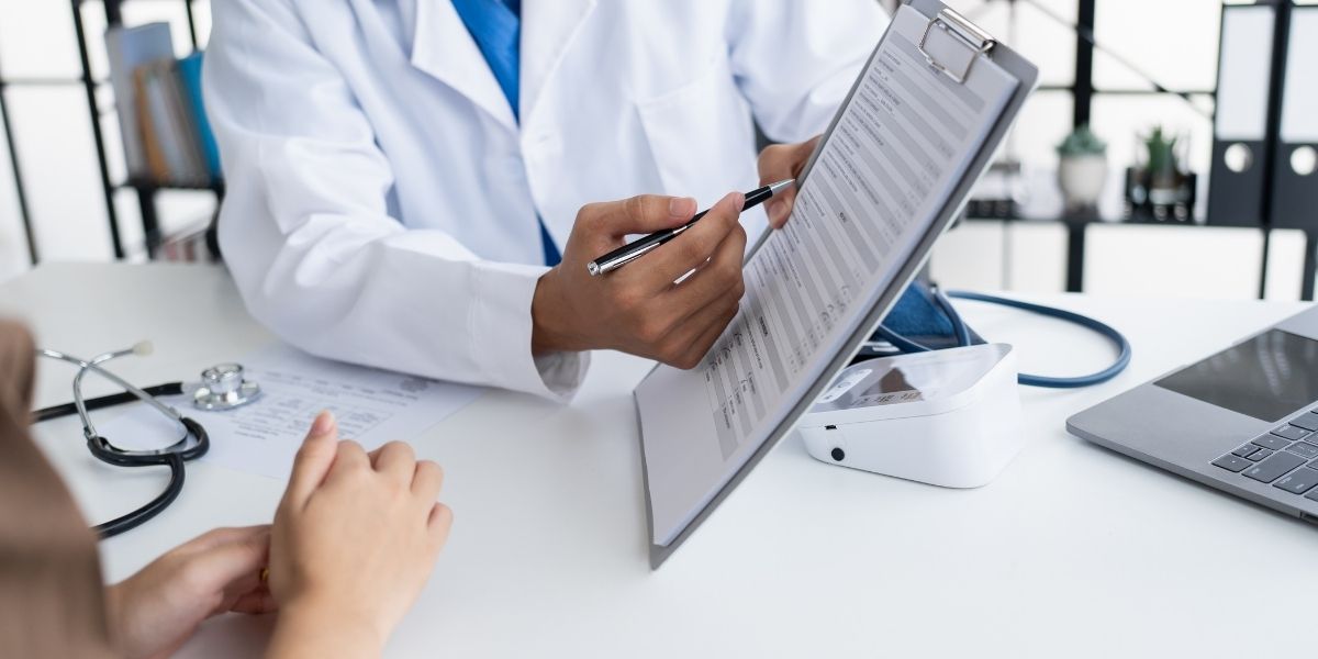 Attorney reviewing medical documentation for a talc mesothelioma case